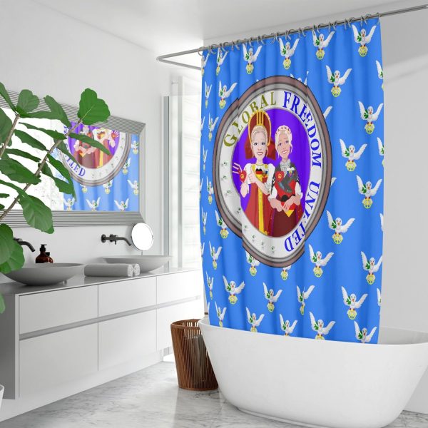 GLOBAL FREEDOM UNITED WOMEN RUSSIA & GERMANY OLD PEACE BLUE Quick-drying Shower Curtain Online Sale