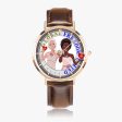 GLOBAL FREEDOM UNITED© Hot Selling Ultra-Thin Leather Strap Quartz Watch (Rose Gold With Indicators) Women ANTI FASCISM & RACISM USA For Discount