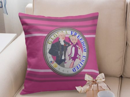 GLOBAL FREEDOM UNITED© Couple USA Georg Washington  Pink 2 - Square Pillow Cover Online