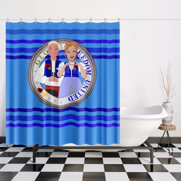 GLOBAL FREEDOM UNITED© Couple Albania Deep Blue Quick-drying Shower Curtain Online Sale