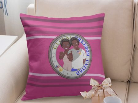 Pillow Cover GLOBAL FREEDOM UNITED©  Couple USA Afro American Pink Sale