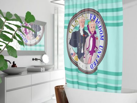 GLOBAL FREEDOM UNITED© Couple USA Georg Washington Light Green - Quick-drying Shower Curtain Online now