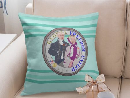 GLOBAL FREEDOM UNITED© Couple USA Georg Washington Light Green - Square Pillow Cover Sale