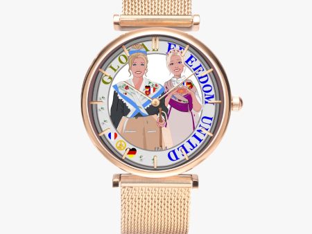 GLOBAL FREEDOM UNITED©  New Stylish Ultra-Thin Quartz Watch (With Indicators) Women French & Germany V2 Supply