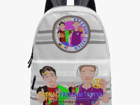 GLOBAL FREEDOM UNITED© Men AFGHANISTAN & USA GREY All-over-print Canvas Backpack Discount