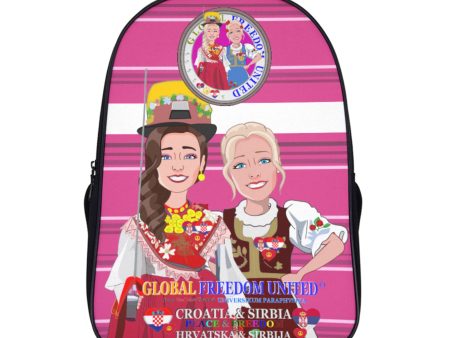 16 Inch 2 Compartment Backpack GLOBAL FREEDOM UNITED© Women Croatia & Serbia Old Peace Pink Online Hot Sale