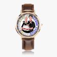 GLOBAL FREEDOM UNITED© Couple Nederland Hot Selling Ultra-Thin Leather Strap Quartz Watch (Rose Gold With Indicators) on Sale