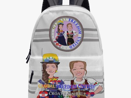 GLOBAL FREEDOM UNITED© Women Croatia & Serbia GREY All-over-print Canvas Backpack Fashion