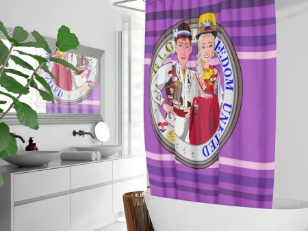 GLOBAL FREEDOM UNITED© Couple Croatia Lilac - Quick-drying Shower Curtain Cheap