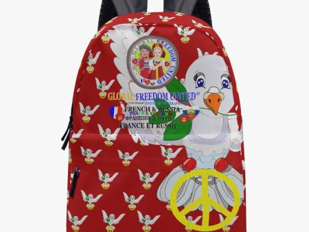 GLOBAL FREEDOM UNITED WOMEN DOVE OF PEACE FRENCH & RUSSIA OLD PEACE RED All-over-print Canvas Backpack For Cheap