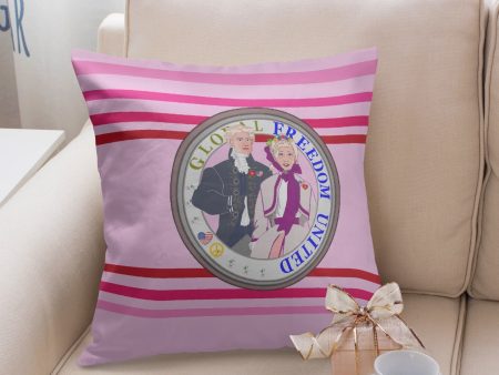 GLOBAL FREEDOM UNITED© Couple USA Georg Washington Pink 1 - Square Pillow Cover Online Sale