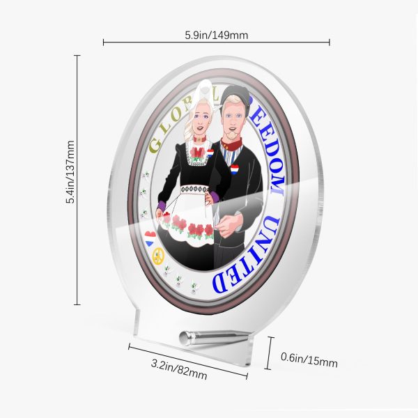 GLOBAL FREEDOM UNITED© Couple Nederland Acrylic Plaque with Stand - Round Online Hot Sale