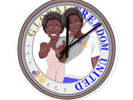 Wooden Wall Clock Without Scale GLOBAL FREEDOM UNITED© Couple USA Afro American Fashion