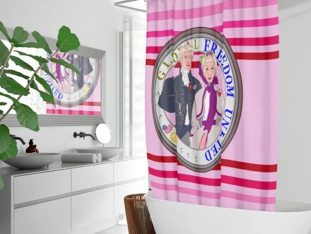 GLOBAL FREEDOM UNITED© Couple USA Georg Washington Pink1 - Quick-drying Shower Curtain For Sale