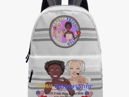 GLOBAL FREEDOM UNITED WOMEN ANTI FASCISM & RACISM OLD PEACE GREY All-over-print Canvas Backpack Online Sale