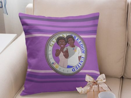 Pillow Cover GLOBAL FREEDOM UNITED©  Couple USA Afro American Lilac For Discount