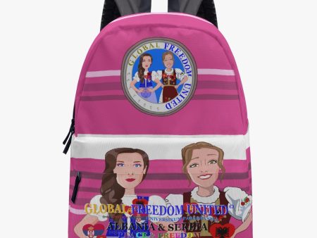 GLOBAL FREEDOM UNITED WOMEN ALBANIA & SERBIA OLD PEACE PINK All-over-print Canvas Backpack Discount