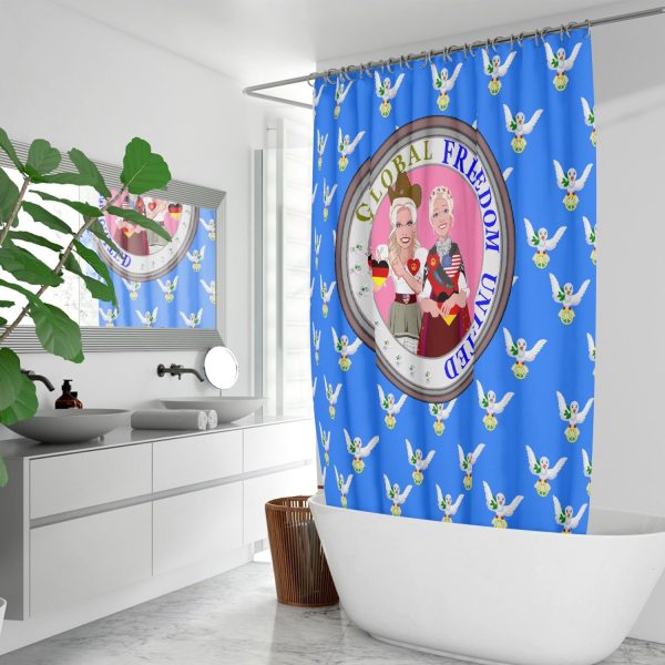 GLOBAL FREEDOM UNITED WOMEN USA & GERMANY OLD PEACE BLUE Quick-drying Shower Curtain on Sale