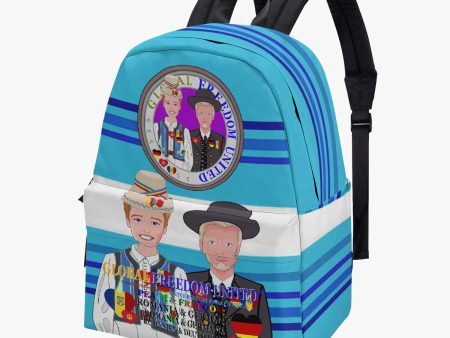 GLOBAL FREEDOM UNITED MEN ROMANIA & GERMANY OLD PEACE BLUE All-over-print Canvas Backpack Supply