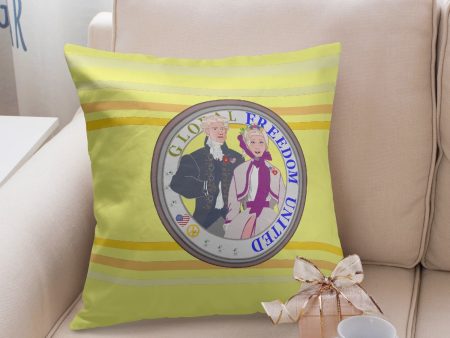 GLOBAL FREEDOM UNITED© Couple USA Georg Washington Yellow - Square Pillow Cover Online now