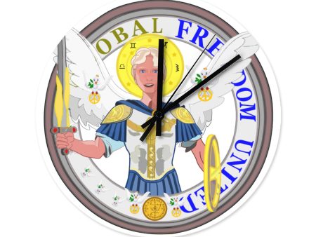 Wooden Wall Clock Global Freedom United Archangel Michael Fashion