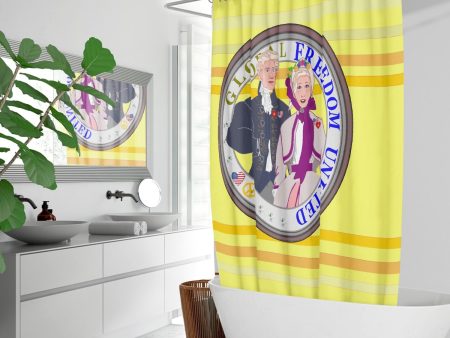 GLOBAL FREEDOM UNITED© Couple USA Georg Washington Yellow - Quick-drying Shower Curtain on Sale