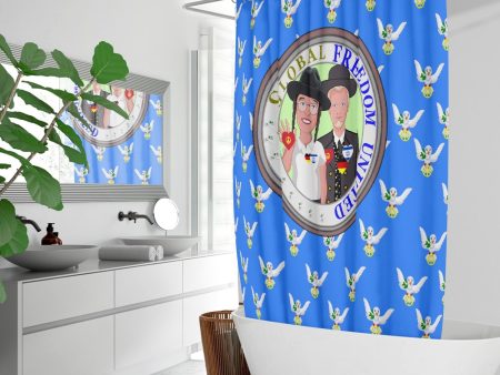 GLOBAL FREEDOM UNITED© MEN ISRAEL & GERMANY BLUE Quick-drying Shower Curtain Hot on Sale