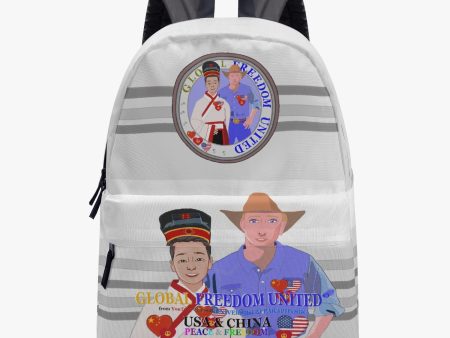 GLOBAL FREEDOM UNITED©   MEN CHINA & USA GREY All-over-print Canvas Backpack on Sale