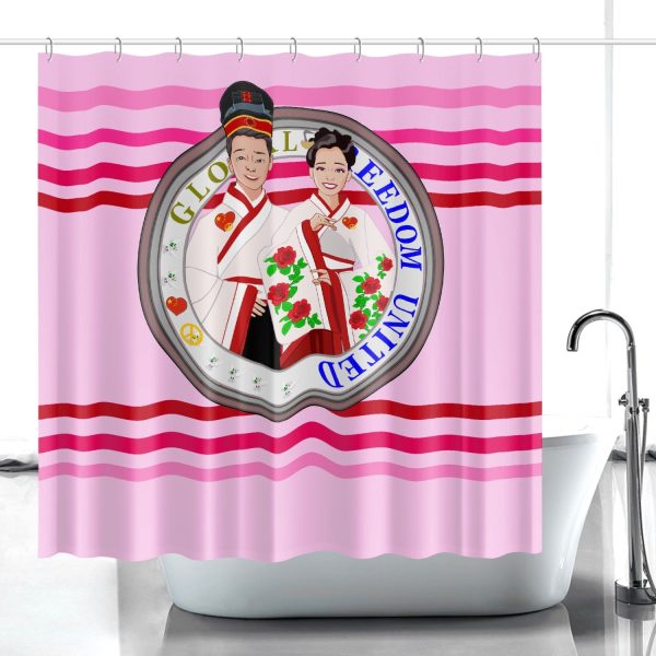 GLOBAL FREEDOM UNITED© Couple China Pink1 - Quick-drying Shower Curtain For Cheap