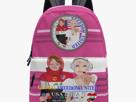 GLOBAL FREEDOM UNITED WOMEN IRAQ & USA OLD PEACE PINK All-over-print Canvas Backpack Online now