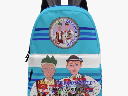 GLOBAL FREEDOM UNITED© Men Croatia & Serbia BLUE All-over-print Canvas Backpack For Discount