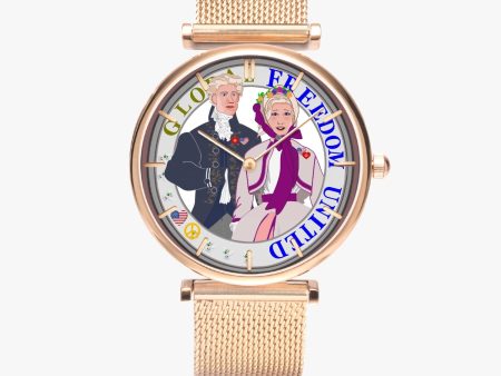 GLOBAL FREEDOM UNITED© Couple USA Georg Washington -  New Stylish Ultra-Thin Quartz Watch (With Indicators) on Sale