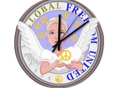 Wooden Wall Clock Without Scale Global Freedom United Girls Angel Of Peace Old Peace Hot on Sale