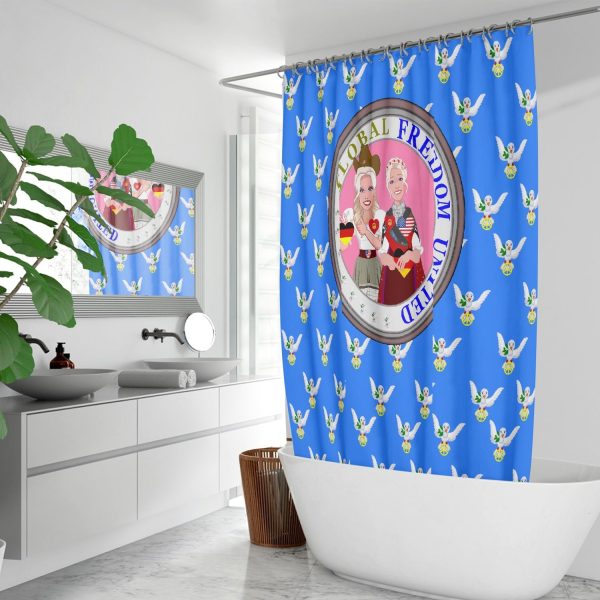 GLOBAL FREEDOM UNITED WOMEN USA & GERMANY OLD PEACE BLUE Quick-drying Shower Curtain on Sale