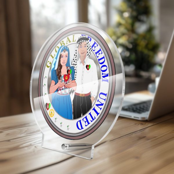 GLOBAL FREEDOM UNITED© Couple Afghanistan Acrylic Plaque with Stand - Round Online now