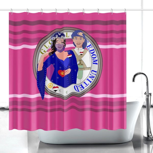 GLOBAL FREEDOM UNITED© Couple Yemen Pink2 - Quick-drying Shower Curtain Sale