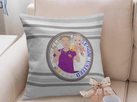 Pillow Cover GLOBAL FREEDOM UNITED©  Couple USA Wight American Grey Fashion