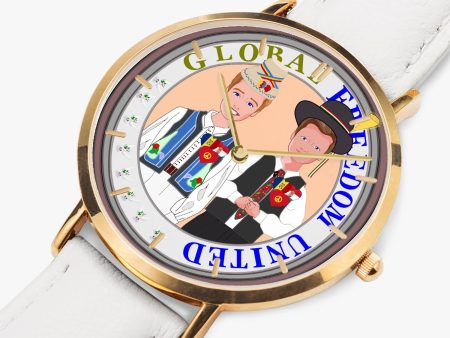 Hot Selling Ultra-Thin Leather Strap Quartz Watch (Rose Gold With Indicators) GLOBAL FREEDOM UNITED MEN ROMANIA & HUNGARY Online