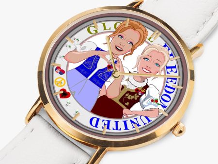 GLOBAL FREEDOM UNITED© Hot Selling Ultra-Thin Leather Strap Quartz Watch (Rose Gold With Indicators) Women Albania & Serbia Online