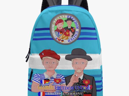 GLOBAL FREEDOM UNITED MEN FRENCH & GERMANY OLD PEACE BLUE All-over-print Canvas Backpack Sale