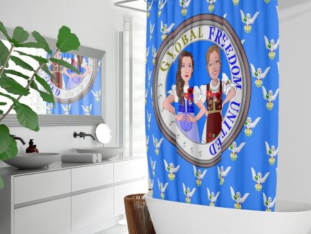 Shower curtain GLOBAL FREEDOM UNITED WOMEN ALBANIA & SERBIA OLD PEACE BLUE Quick-drying Shower Curtain Supply