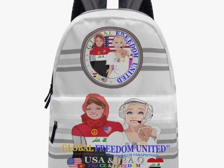 GLOBAL FREEDOM UNITED WOMEN IRAQ & USA OLD PEACE GREY All-over-print Canvas Backpack For Cheap