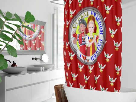 GLOBAL FREEDOM UNITED WOMEN FRENCH & RUSSIA OLD PEACE RED Quick-drying Shower Curtain Online Sale