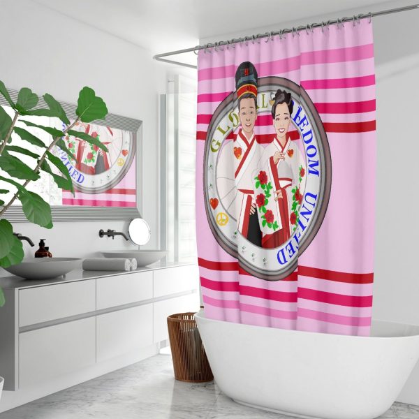 GLOBAL FREEDOM UNITED© Couple China Pink1 - Quick-drying Shower Curtain For Cheap