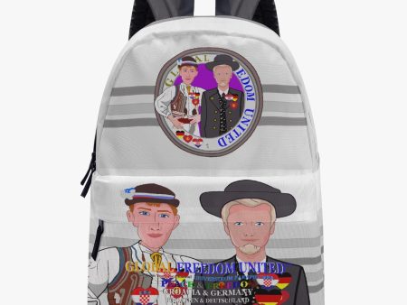 GLOBAL FREEDOM UNITED© Men Croatia & Germany GREY All-over-print Canvas Backpack For Sale