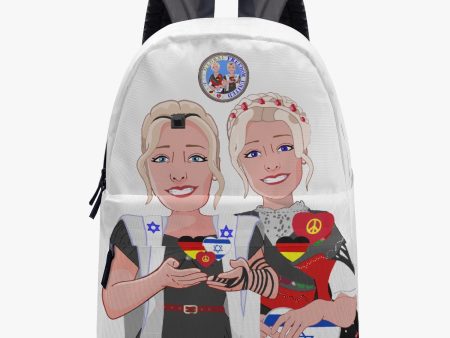 ALL OVER PRINT CANVAS BACKPACK GLOBAL FREEDOM UNITED GIRLS ISRAEL & GERMANY OLD PEACE WIGHT Supply