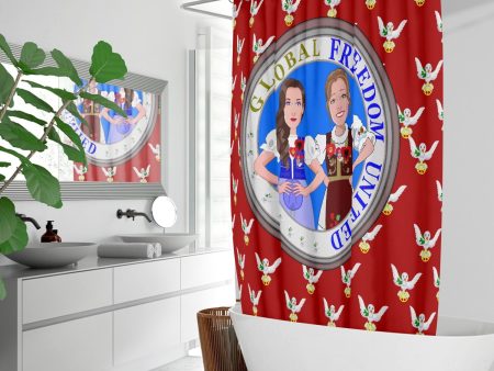 Shower curtain GLOBAL FREEDOM UNITED WOMEN ALBANIA & SERBIA OLD PEACE RED Quick-drying Shower Curtain For Sale