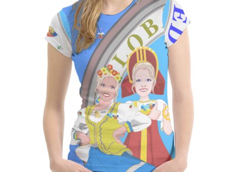 Women´s T-shirt GLOBAL FREEDOM UNITED© Women Ukraina & Russia Blue Online Hot Sale