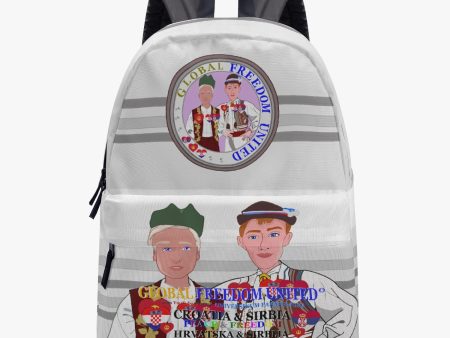 GLOBAL FREEDOM UNITED© Men Croatia & Serbia GREY All-over-print Canvas Backpack on Sale