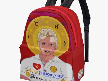 GLOBAL FREEDOM UNITED© Archangel Michael English Red All-over-print Canvas Backpack Cheap